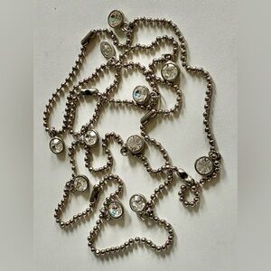 🪩 Cookie Lee Ball Chain Silver Tone Necklace with Faceted ClearAccents